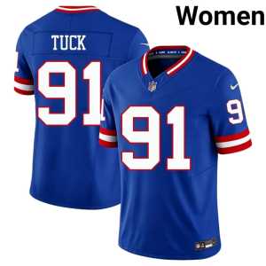 Justin Tuck Throwback Royal Jints #91 Women's Replica Jerseys 945231-822 - Image 1